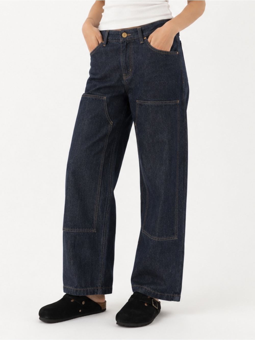 NWOT Women’s NSF Patchwork Utility Wide Leg Jeans - Size 29 - Indigo Rinse - Picture 3 of 15
